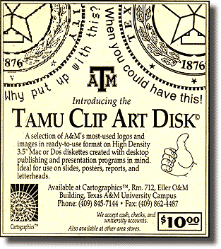 Texas A∓M University Clip Art Disk Newspaper Ad Promotion